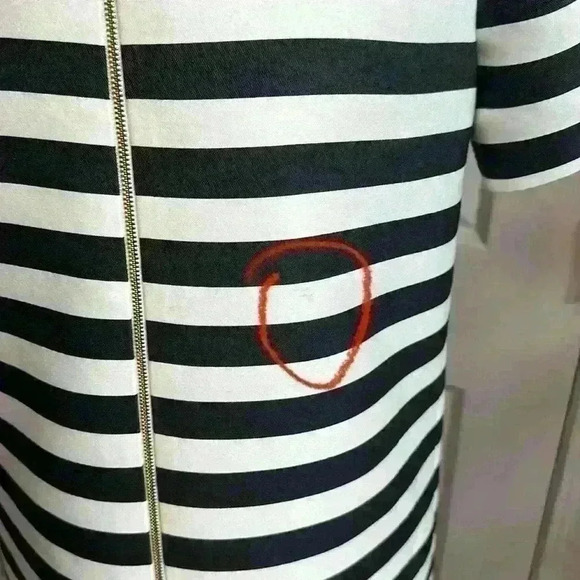 Kate Spade New York Black and Cream Midi Cotton/Silk Zippered Back Womens Size 8 - Picture 14 of 16